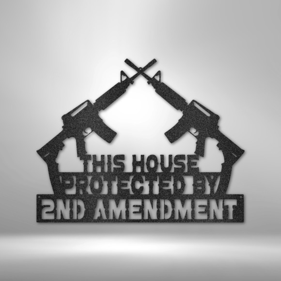 Protected by 2nd Amendment Steel Sign Laser Cut Powder Coated Home & Office Meta